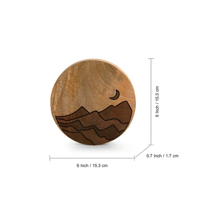 'Moonlit Dunes' Decorative Wall Plate Hanging (Mango Wood, Handcrafted, 6.0 Inches)