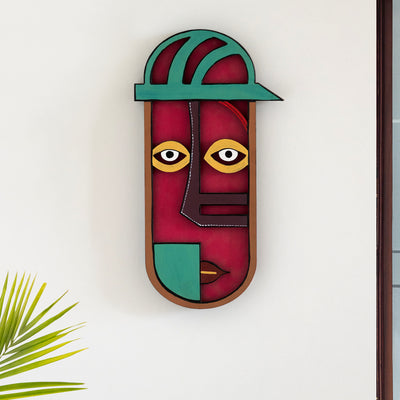 Tribal 'African Mexican Mask' Decorative Wall Décor Hanging (13 Inch, Hand-Painted)