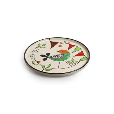 Panchhi' Decorative Ceramic Wall Plates (8 Inch | Set of 2 | Handpainted)