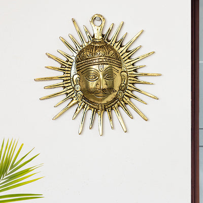 'Sun Lord' Wall Décor Brass Wall Hanging (Hand-Etched, 6.1 Inches, 1.06 Kg)