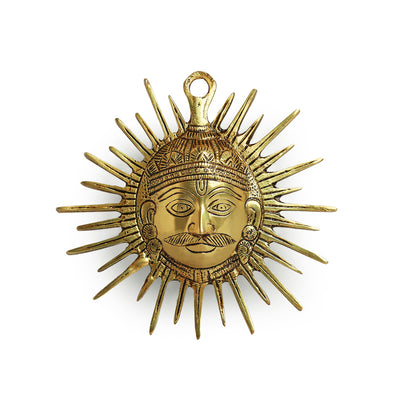 'Sun Lord' Wall Décor Brass Wall Hanging (Hand-Etched, 6.1 Inches, 1.06 Kg)