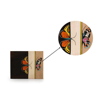 Butterfly-Fish Pair' Hand-Painted Wall Décor Hanging In Mango Wood (Set Of 2, 7.1 Inch)