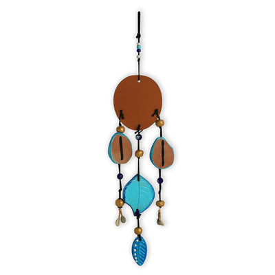 'Evil Eye Catcher' Handmade Terracotta Decorative Wall Hanging (15.7 Inches, Hand-Painted)