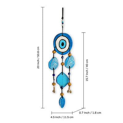 'Evil Eye Catcher' Handmade Terracotta Decorative Wall Hanging (15.7 Inches, Hand-Painted)