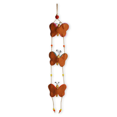 Radiant Butterfliers' Handmade Terracotta Decorative Wall Hanging (16.9 Inches, Hand-Painted)
