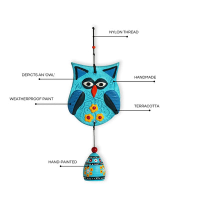 'Night Owl' Handmade Terracotta Decorative Wall Hanging (12.8 Inches, Hand-Painted)