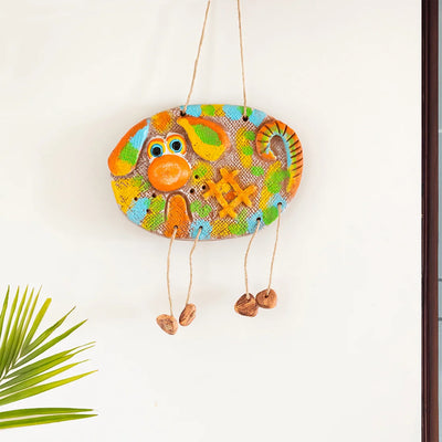 'Mountain Sheep' Handmade Terracotta Decorative Wall Hanging (7.5 Inches, Hand-Painted)