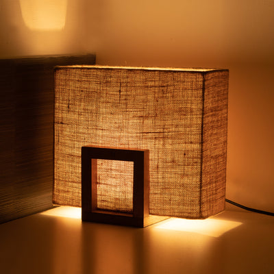 'Coarse Lands' Decorative Wooden Table Lamp (11 Inches)