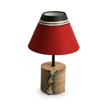 'Abstract Mosaic' Hand-Painted Decorative Table Lamp In Mango Wood (12.8 Inches)