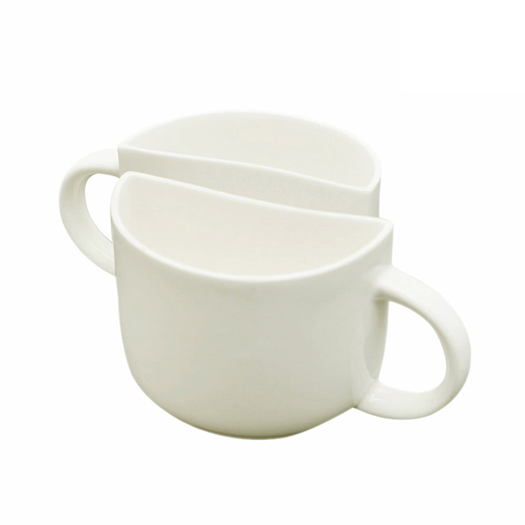 Unique Half Ceramic Cups Set In White