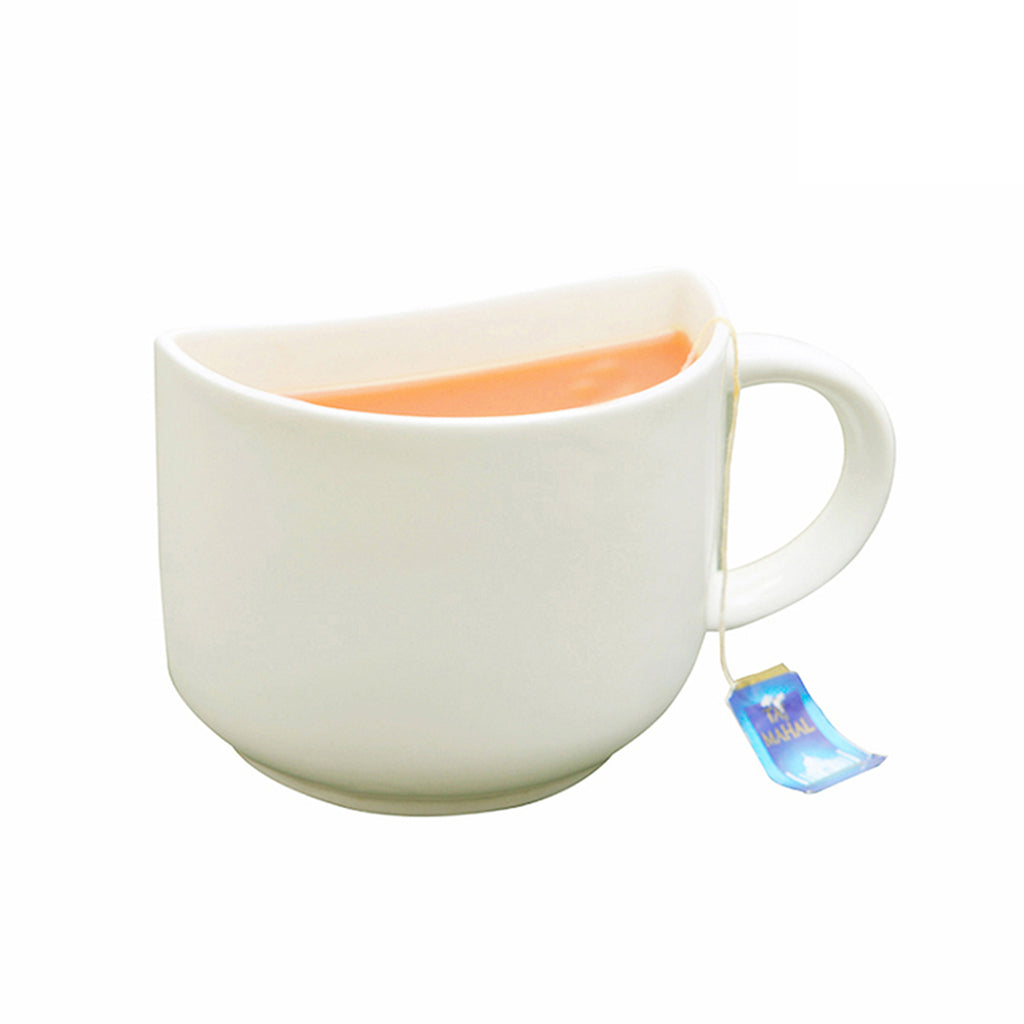 Unique Half Ceramic Cups Set In White
