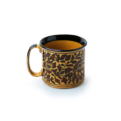 Mughal Floral' Hand-painted Ceramic Tea & Coffee Mug (400 ML | Microwave Safe)