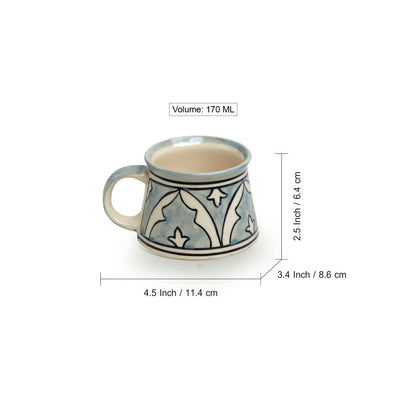 Arabian Nights' Hand-Painted Ceramic Tea & Coffee Cups (Set of 6 | 170 ML | Microwave Safe)