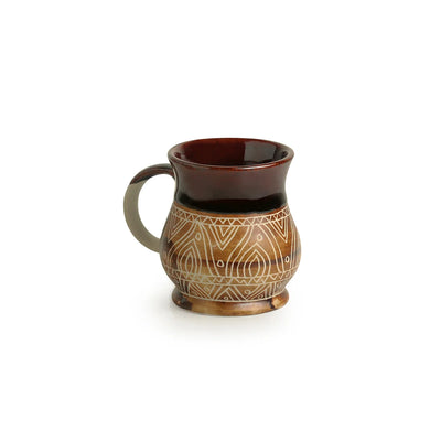 Cocoa & Fire Carvings' Studio Pottery Tea & Coffee Mug In Ceramic (300 ML | Microwave Safe)