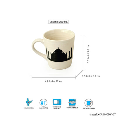 Daawat-e-Taj' Handcrafted Ceramic Tea & Coffee Mug (260 ml | Microwave Safe)
