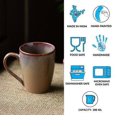 Ash Brown Ombré' Hand Glazed Coffee Mug In Ceramic (300 ML | Microwave Safe)