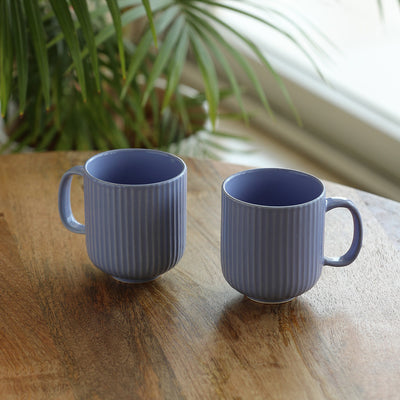 Coral Reef' Glazed Studio Pottery Ceramic Tea & Coffee Mugs (Set of 2, 300 ml, Purple)