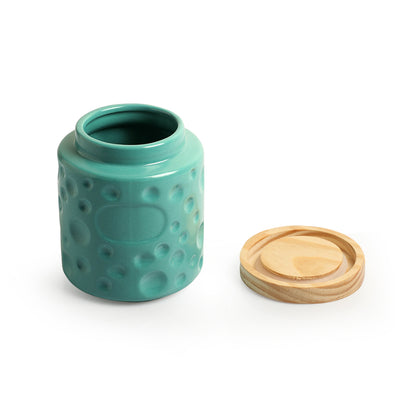 Vibrant Green' Handcrafted Multi-utility Ceramic Storage Jar and Container (Air-Tight, 720 ml)