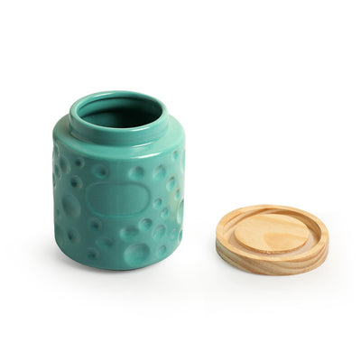 Vibrant Green' Handcrafted Multi-utility Ceramic Storage Jars and Containers (Air-Tight, Set of 2, 720 ml)