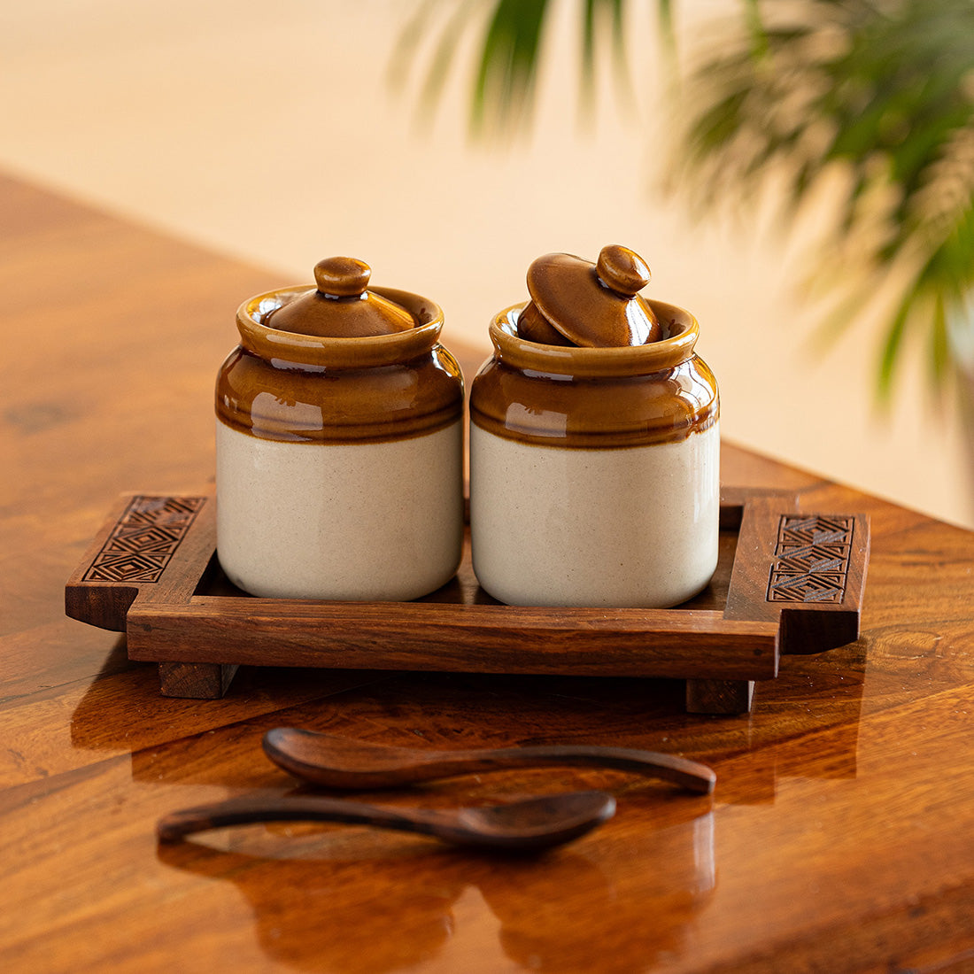 Diamond Geometric' Old Fashioned Martaban Ceramic Chutney & Pickle