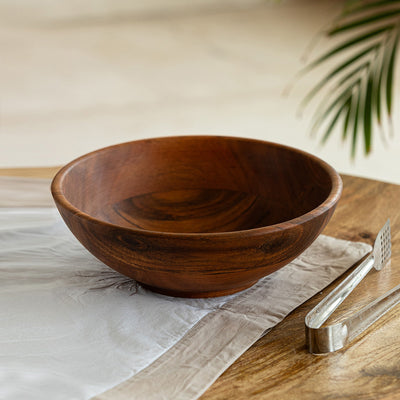 Elemental' Handcrafted Serving Salad Bowl (9.8 Inches, 1200 ml, Acacia Wood)