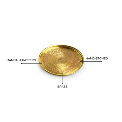 Mughal-Mandala' Hand-Etched Brass Coasters (Set Of 4)