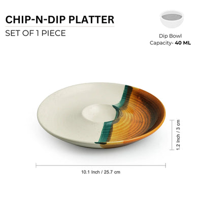 'Zen Garden' Hand Glazed Chip-N-Dip Serving Platter In Ceramic (Microwave Safe)