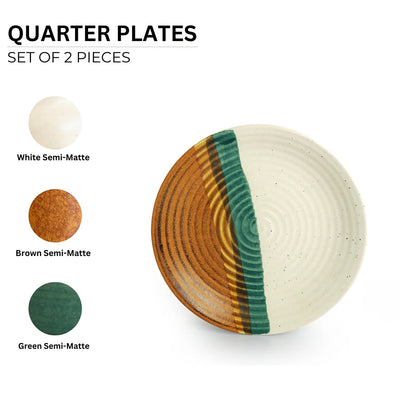 'Zen Garden' Hand Glazed Ceramic Side/Quarter Plates (Set of 2, Microwave Safe)
