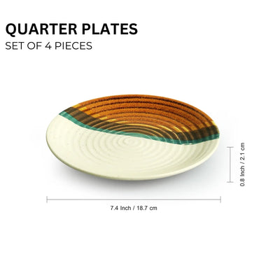 'Zen Garden' Hand Glazed Ceramic Side/Quarter Plates (Set of 4, Microwave Safe)
