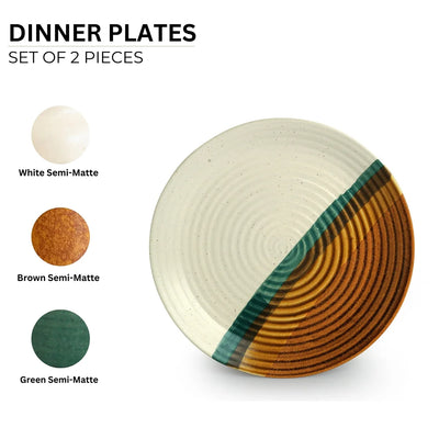 'Zen Garden' Hand Glazed Ceramic Dinner Plates (Set of 2, Microwave Safe)