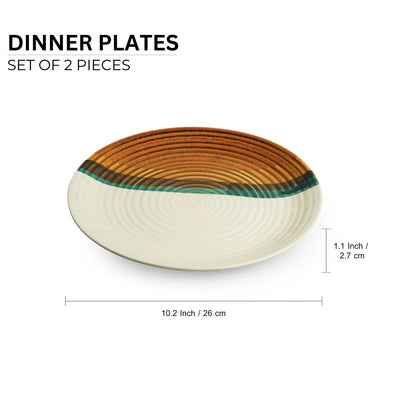 'Zen Garden' Hand Glazed Ceramic Dinner Plates (Set of 2, Microwave Safe)