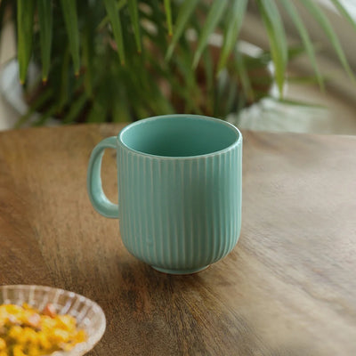 'Coral Reef' Glazed Studio Pottery Ceramic Tea & Coffee Mug (300 ml, Light Green)