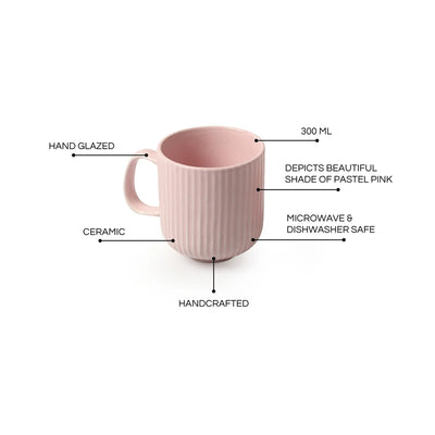 'Coral Reef' Glazed Studio Pottery Ceramic Tea & Coffee Mug (300 ml, Pink)