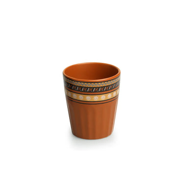 'Terra Tones' Handcrafted Ceramic Tea Kullads (Set of 6, 120 ml, Microwave Safe)