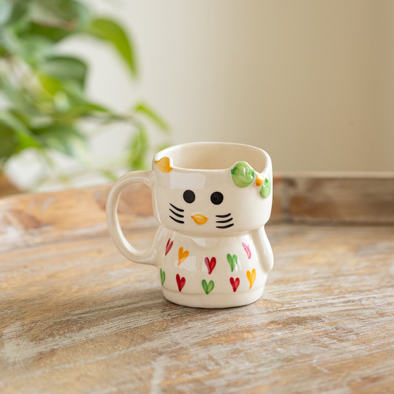Kitty Charm' Ceramic Coffee Mug (Hand-Painted, 310 ml) – ExclusiveLane