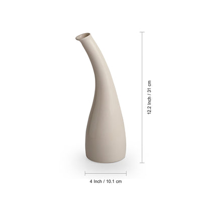 'Minimalistic Tilted Modern' Decorative Ceramic Vase (Handglazed Studio Pottery, 12.2 Inches)