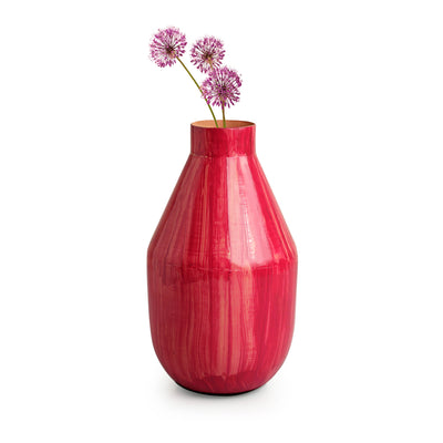'Ruby' Decorative Metal Vase (Iron, Hand-Painted, 8.9 Inches)
