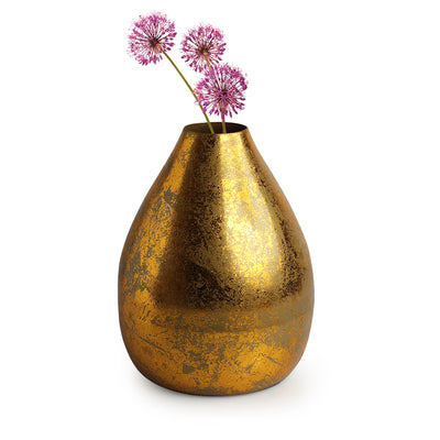 'Topaz' Metal Flower Vase (Iron, Hand-Painted, 10.4 Inches)