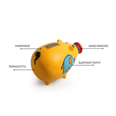 Piggy Collective' Hand-Painted Piggy Bank In Terracotta (Yellow)