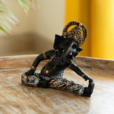 'Yoga Ganesha' Idol Decorative Showpiece Figurine (Resin, Handcrafted, 9.1 Inches)