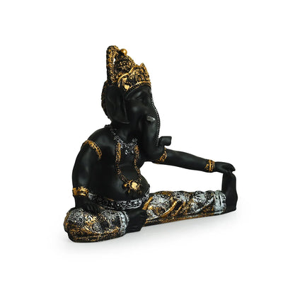 'Yoga Ganesha' Idol Decorative Showpiece Figurine (Resin, Handcrafted, 9.1 Inches)