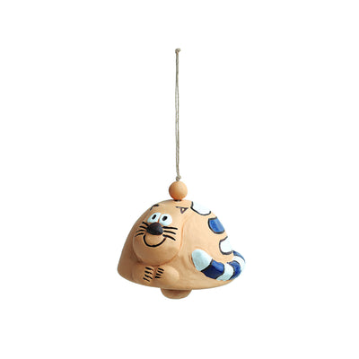 'Cheeky Cat' Handmade Wind Chime & Decorative Hanging In Terracotta