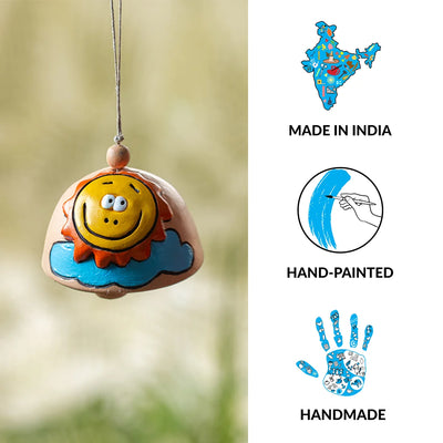 'Smiling Sun' Handmade Wind Chime & Decorative Hanging In Terracotta