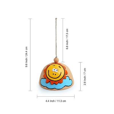 'Smiling Sun' Handmade Wind Chime & Decorative Hanging In Terracotta