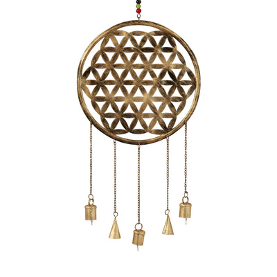Wheel' Kutch Decorative Hanging Wind Chime (Iron | Golden | 5 Bells)