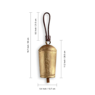 Musical Wind' Kutch Decorative Hanging Wind Chime (Golden | Leather Strap)
