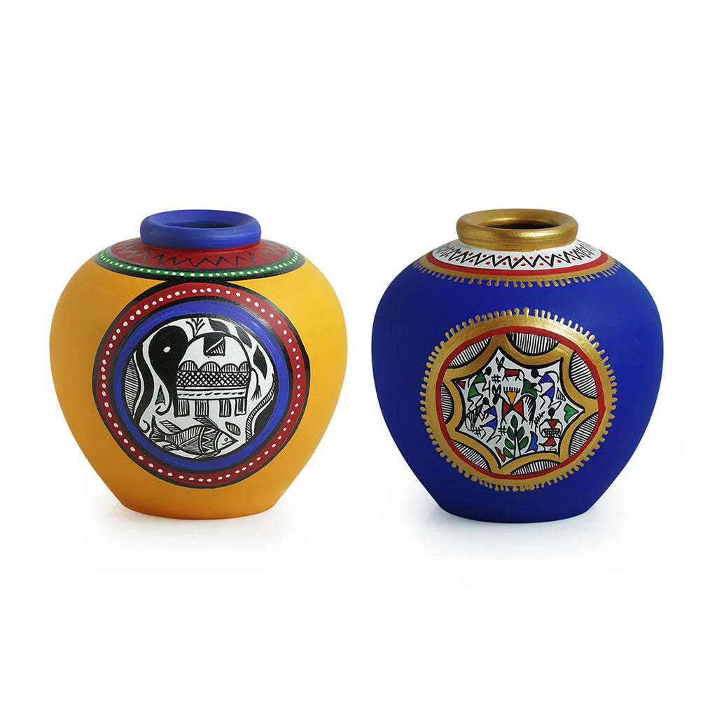 Combo Of Terracotta Handpainted Vases