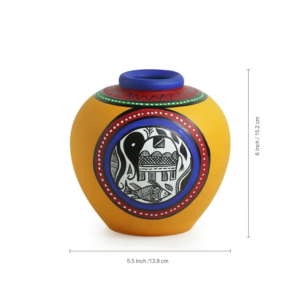 Combo Of Terracotta Handpainted Vases