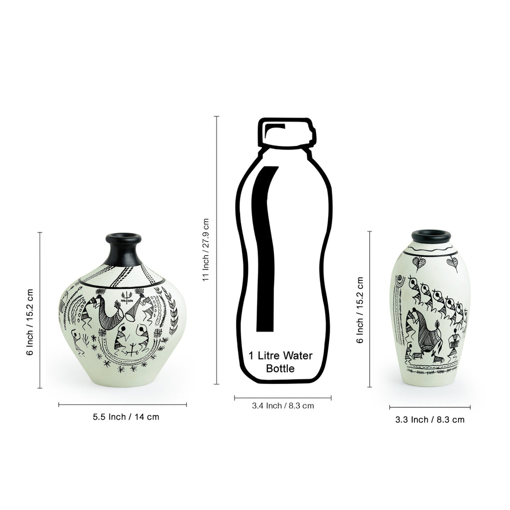 Combo Of Terracotta Handpainted Vases
