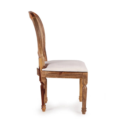Grandeur' Handcrafted Cane Dining Chairs In Mango Wood (Set of 2 | Natural Finish)